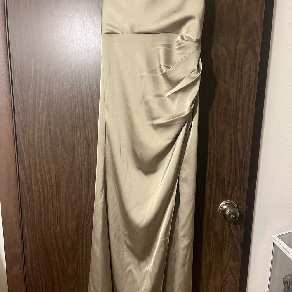 Azazie Strapless Gold Gown